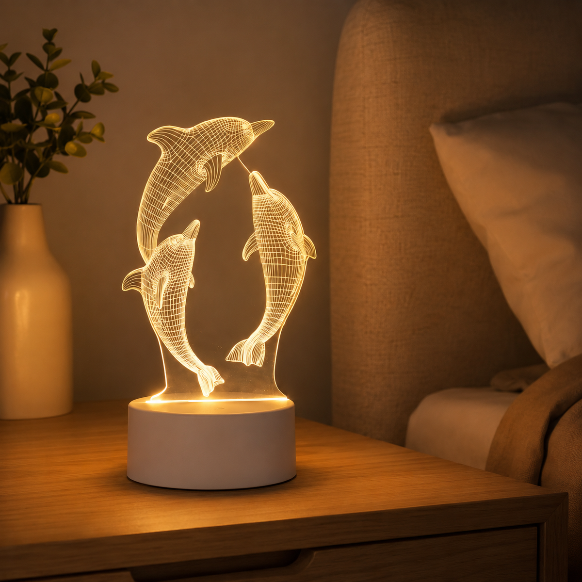 3D Dolphin Illusion Night Light – USB Powered 2