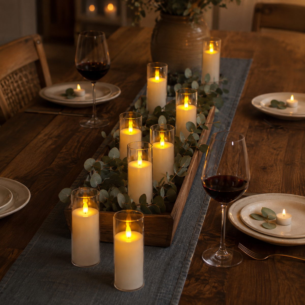 Flameless Candles | 9 Piece Acrylic LED Set, Remote And Timer, Clear 1