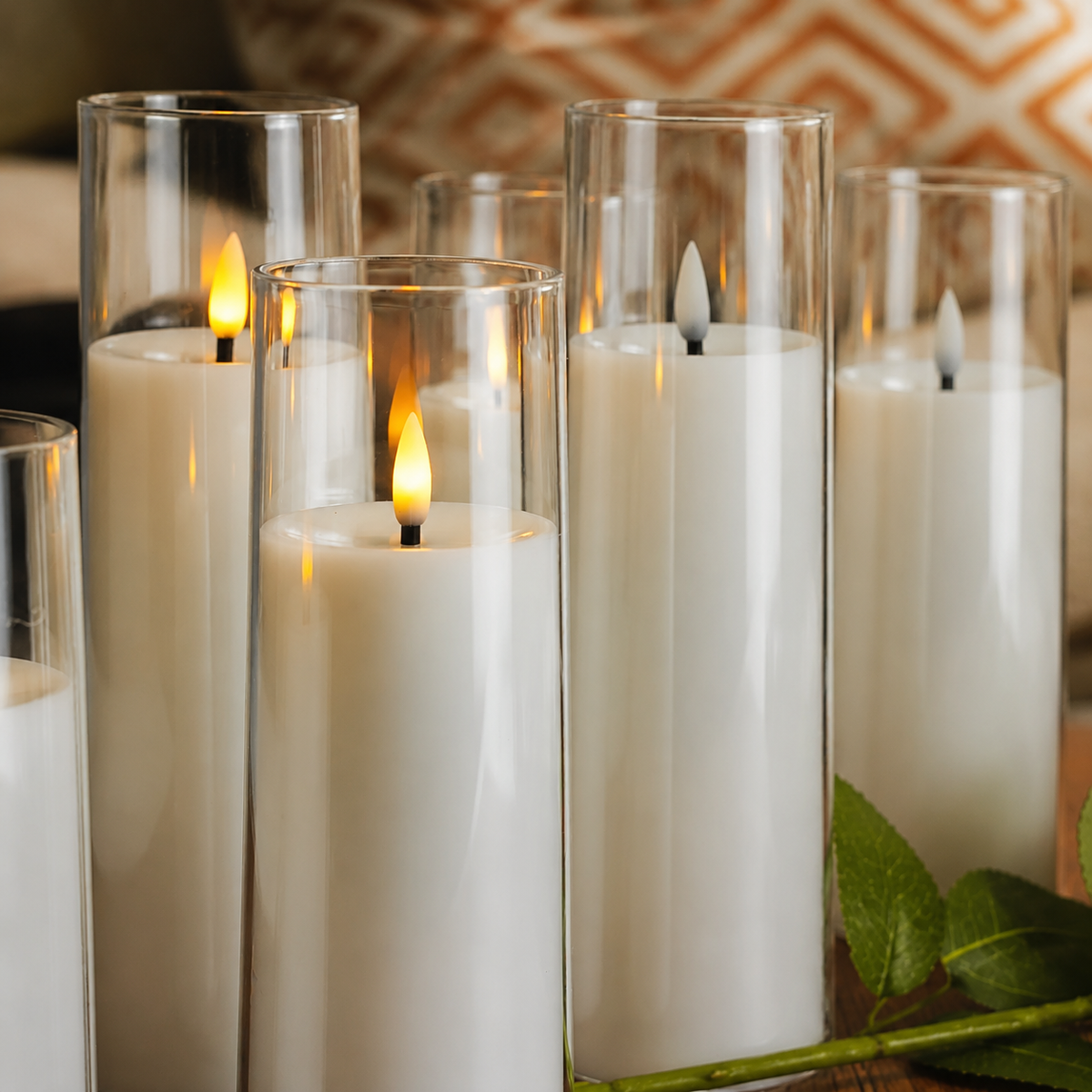 Flameless Candles | 9 Piece Acrylic LED Set, Remote And Timer, Clear 2