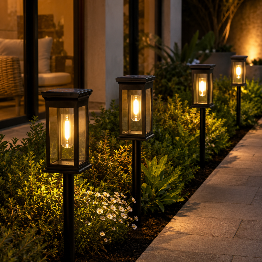GardenGlow | Charming Solar Powered Outdoor Lanterns Set of 4 3