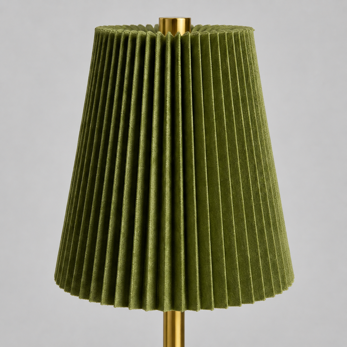 Green Pleated Fabric Table Lamp – Touch Control, Brass-Tone Base 1