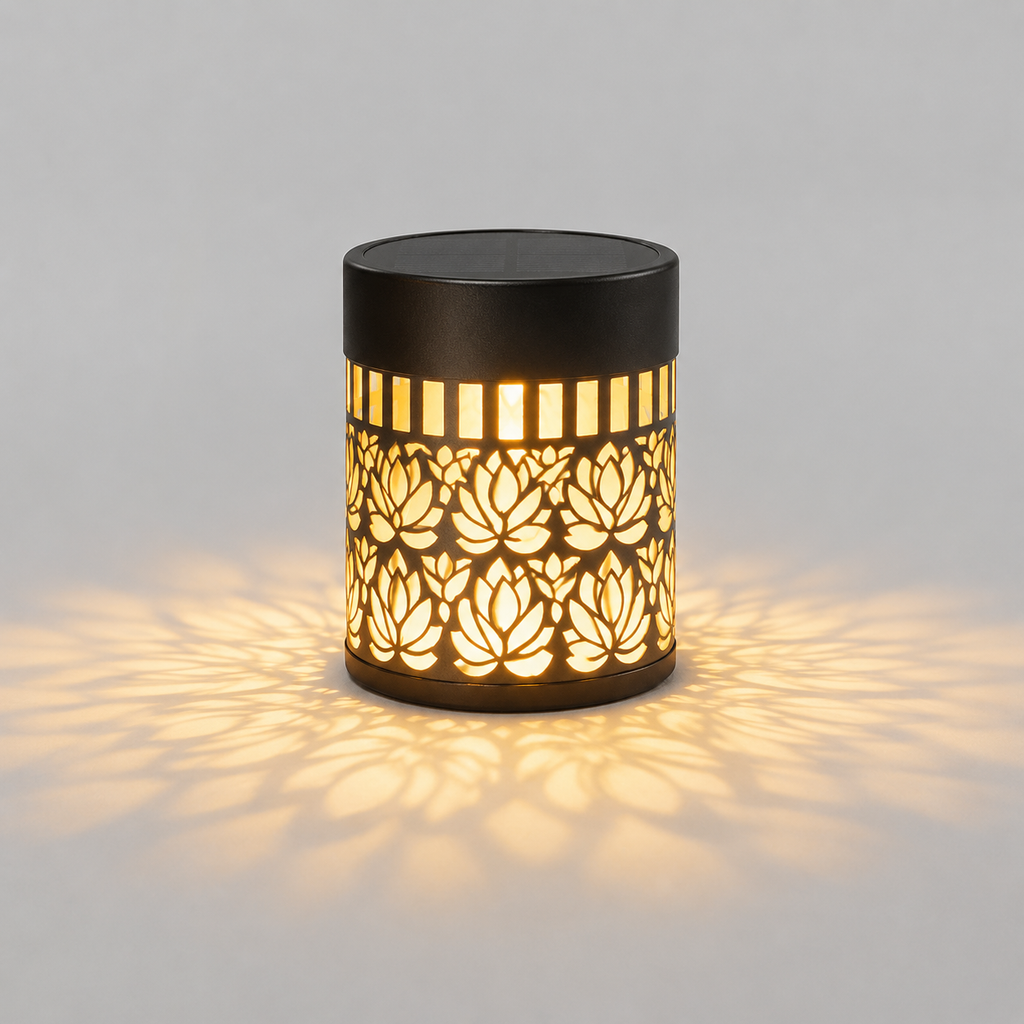LotusGlow | Stylish Solar Metal Outdoor Lantern with Versatile Projection 0
