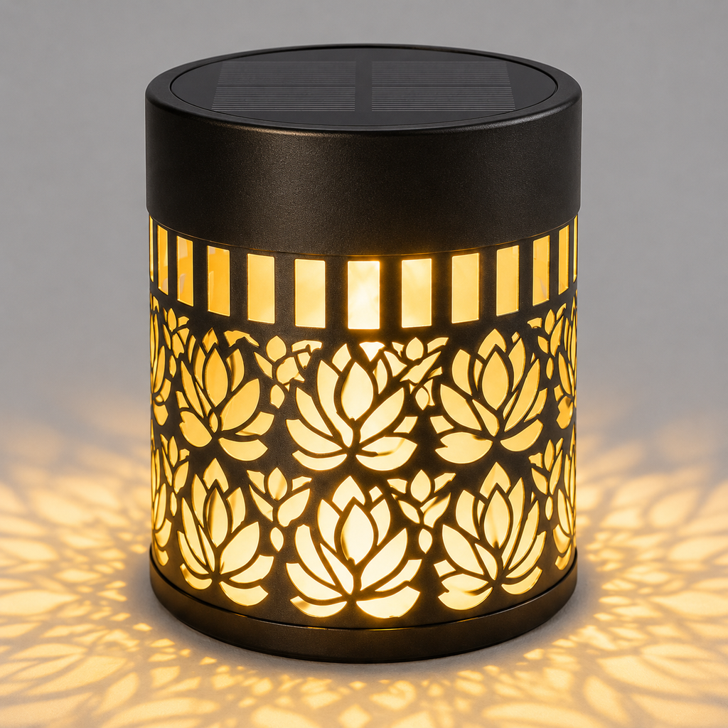 LotusGlow | Stylish Solar Metal Outdoor Lantern with Versatile Projection 1