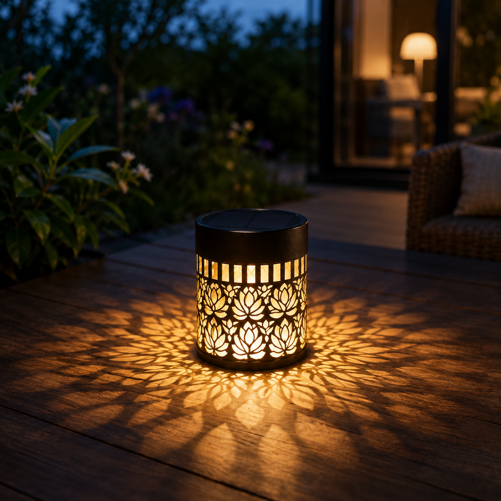 LotusGlow | Stylish Solar Metal Outdoor Lantern with Versatile Projection 2