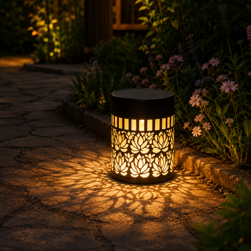 LotusGlow | Stylish Solar Metal Outdoor Lantern with Versatile Projection 3