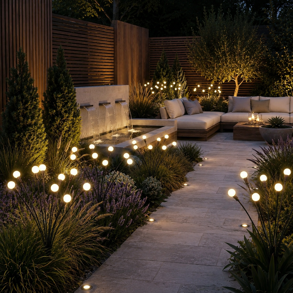 LuminaraGlow | Enchanting Flexible Solar Garden Lights with Firefly Design 0