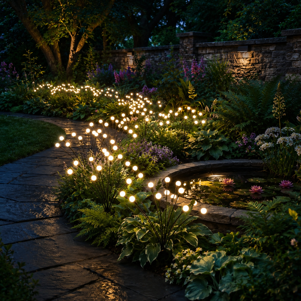 LuminaraGlow | Enchanting Flexible Solar Garden Lights with Firefly Design 1