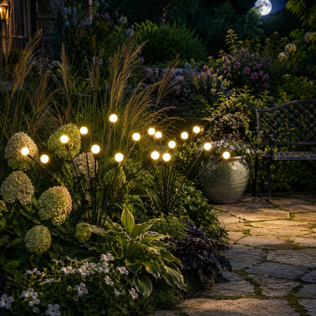 LuminaraGlow | Enchanting Flexible Solar Garden Lights with Firefly Design 2