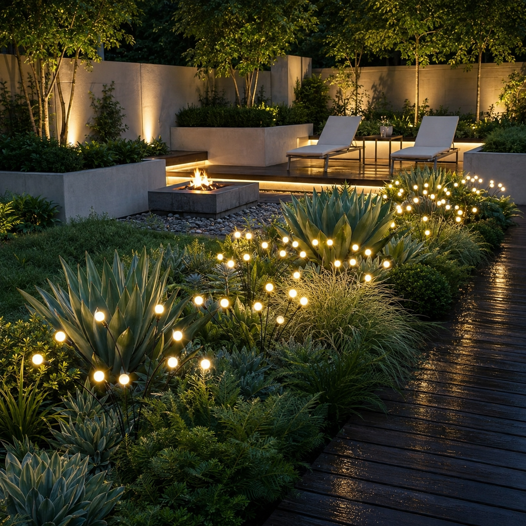 LuminaraGlow | Enchanting Flexible Solar Garden Lights with Firefly Design 3