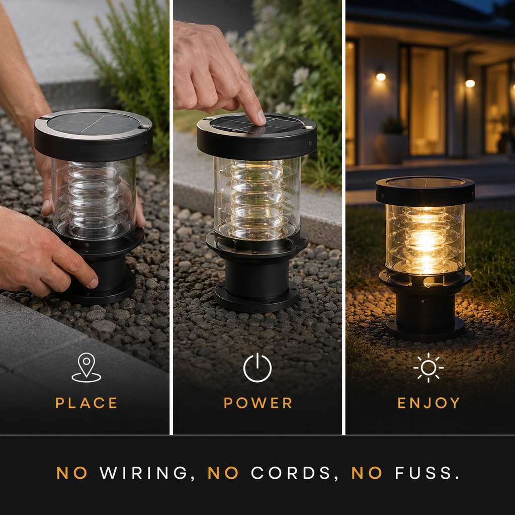 Luminara | Stylish Warm White Solar Outdoor Post Light Fixture 7