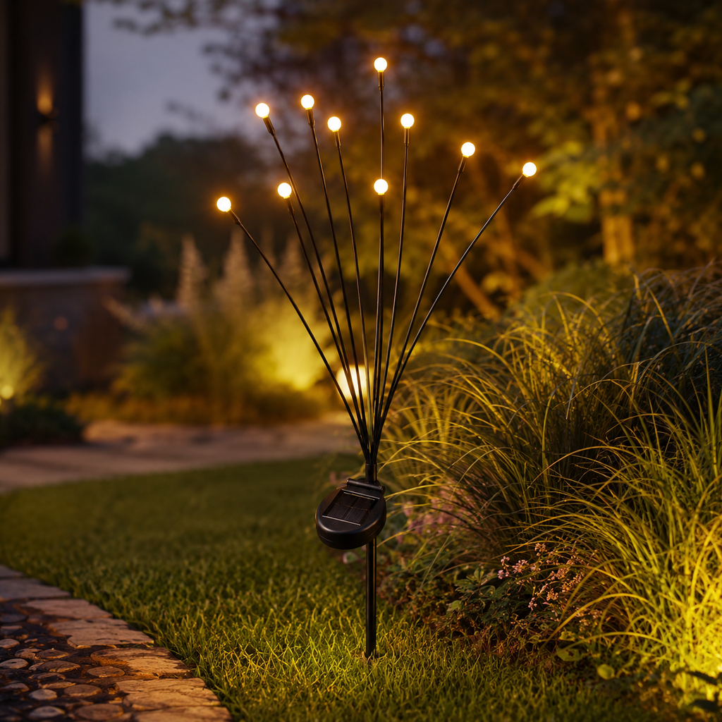 LumosGlow | Enchanting Solar Garden Lights with Flexible Firefly Design 2