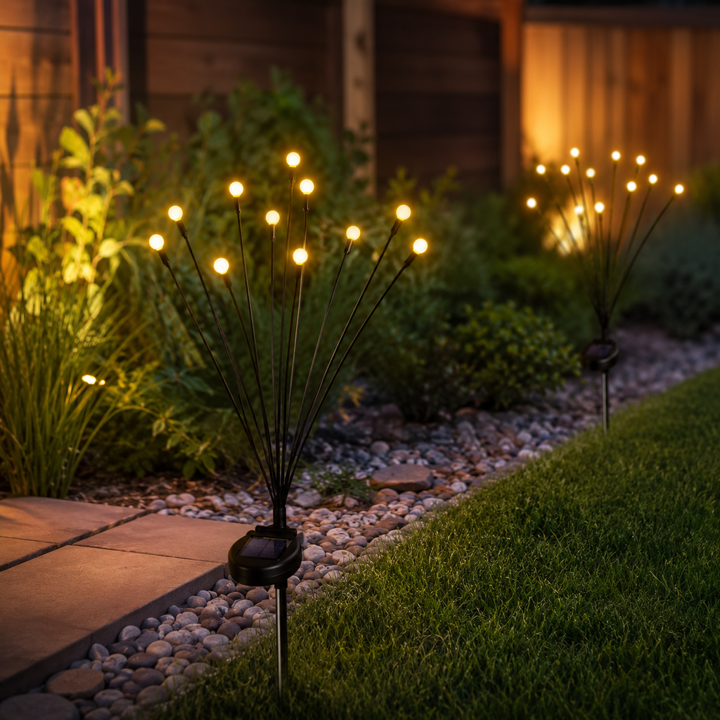 LumosGlow | Enchanting Solar Garden Lights with Flexible Firefly Design 3