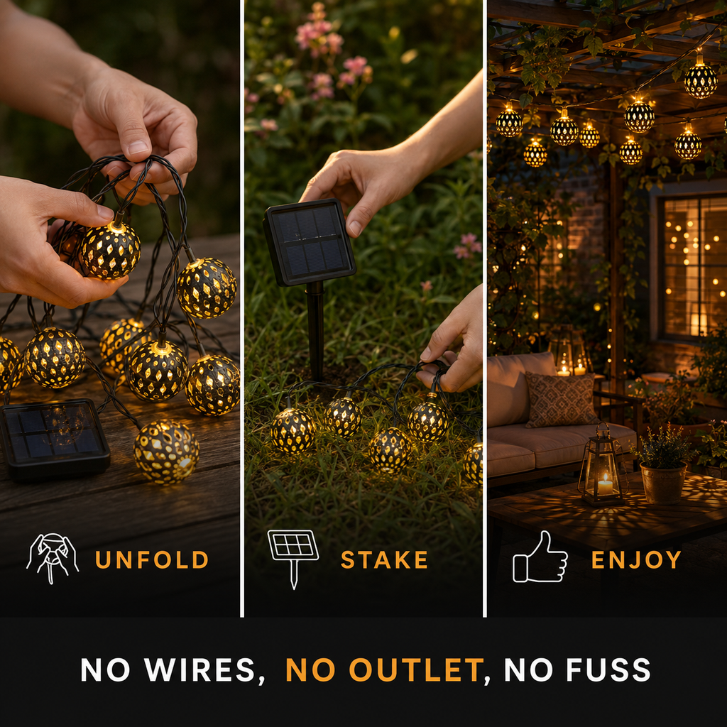 Lumosphere | Enchanting Solar Powered Fairy Lights with Moroccan Globes 4