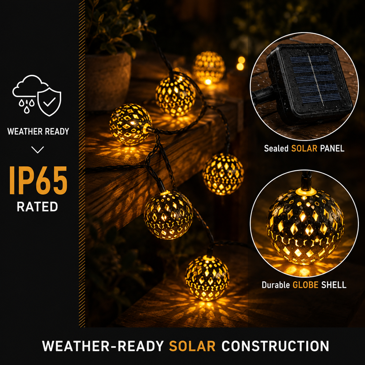 Lumosphere | Enchanting Solar Powered Fairy Lights with Moroccan Globes 6