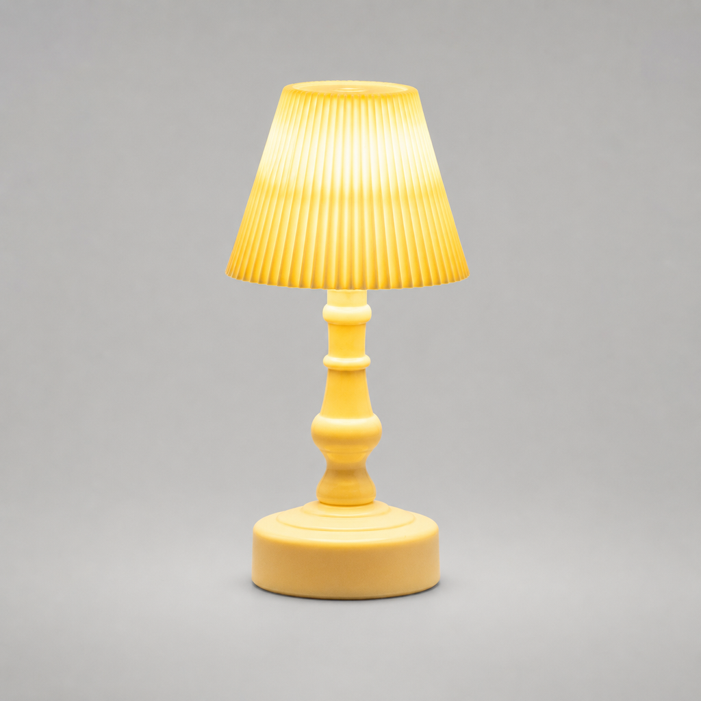 Mini Desk Lamp Night Light – Pleated Shade, Cordless Warm Glow 0