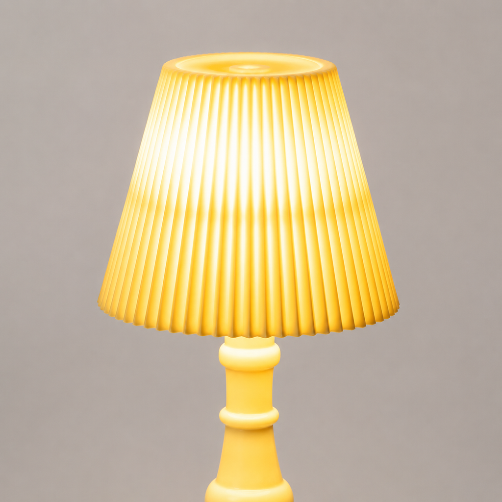 Mini Desk Lamp Night Light – Pleated Shade, Cordless Warm Glow 1
