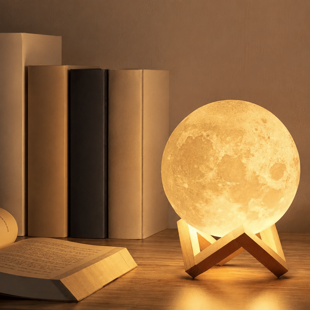 Moon Table Lamp, Rechargeable 3D Printed Lunar Design, ABS And PVC, White 2