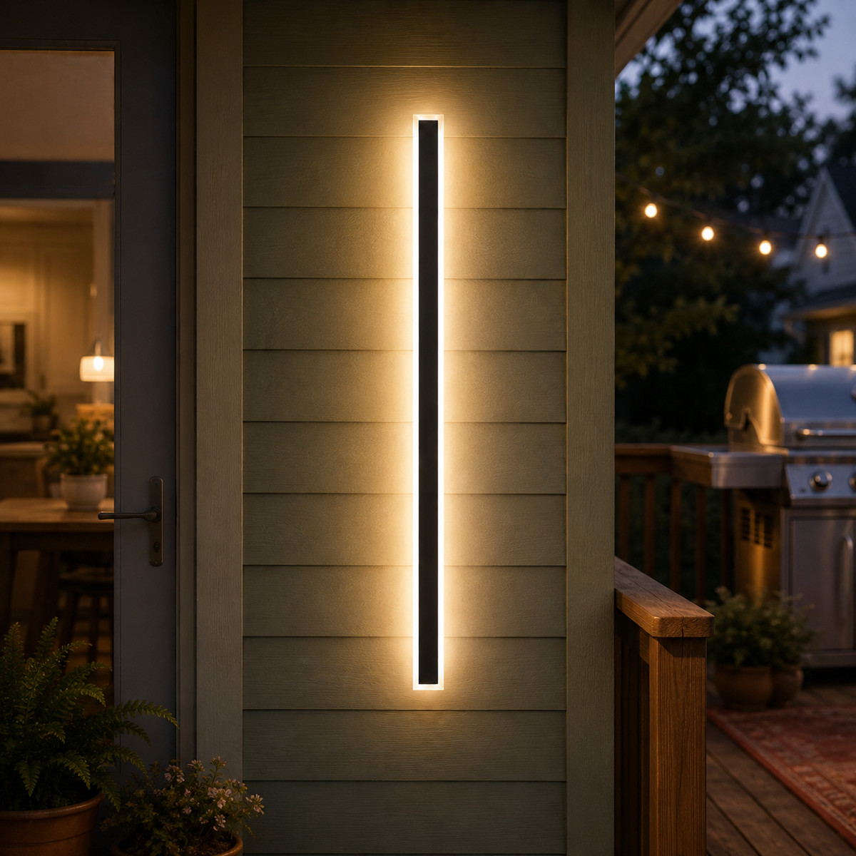 Outdoor Wall Sconce, Linear Vertical Design, Metal And Transparent Acrylic, LED Lighting 2
