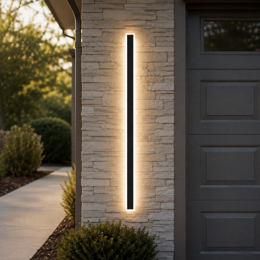 Outdoor Wall Sconce, Linear Vertical Design, Metal And Transparent Acrylic, LED Lighting 3