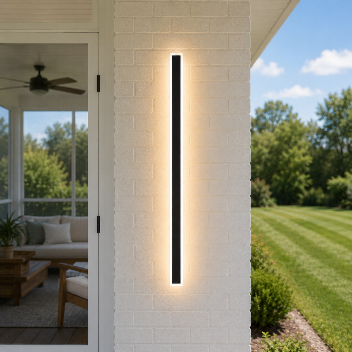 Outdoor Wall Sconce, Linear Vertical Design, Metal And Transparent Acrylic, LED Lighting 4