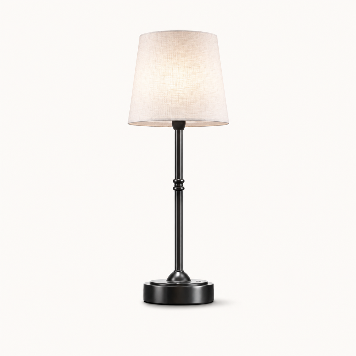 Rechargeable Table Lamp, Compact Design, Gold Color, White Shade, E12 LED Light 1