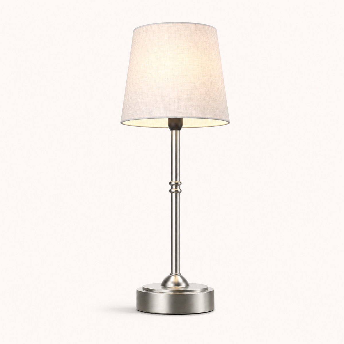 Rechargeable Table Lamp, Compact Design, Gold Color, White Shade, E12 LED Light 2