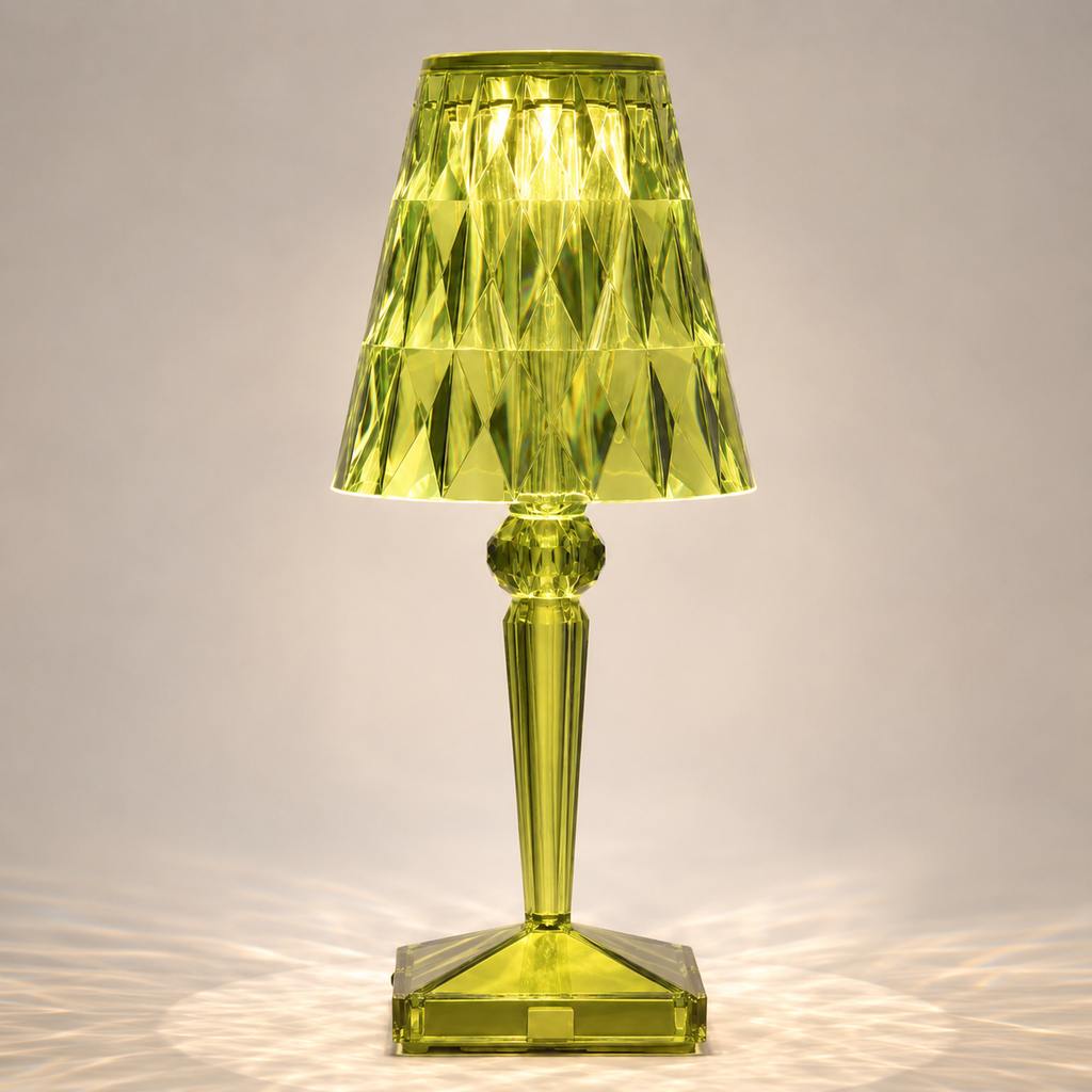 Rechargeable Table Lamp, Faceted Transparent Technopolymer, Touch Control, Three Dimmable Modes 10