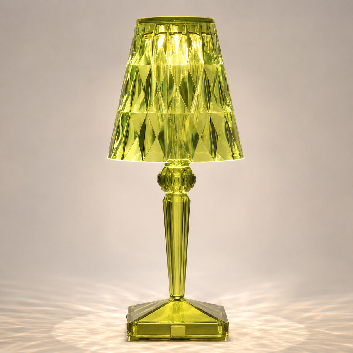 Rechargeable Table Lamp, Faceted Transparent Technopolymer, Touch Control, Three Dimmable Modes 10