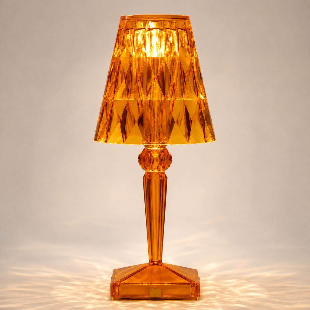 Rechargeable Table Lamp, Faceted Transparent Technopolymer, Touch Control, Three Dimmable Modes 11
