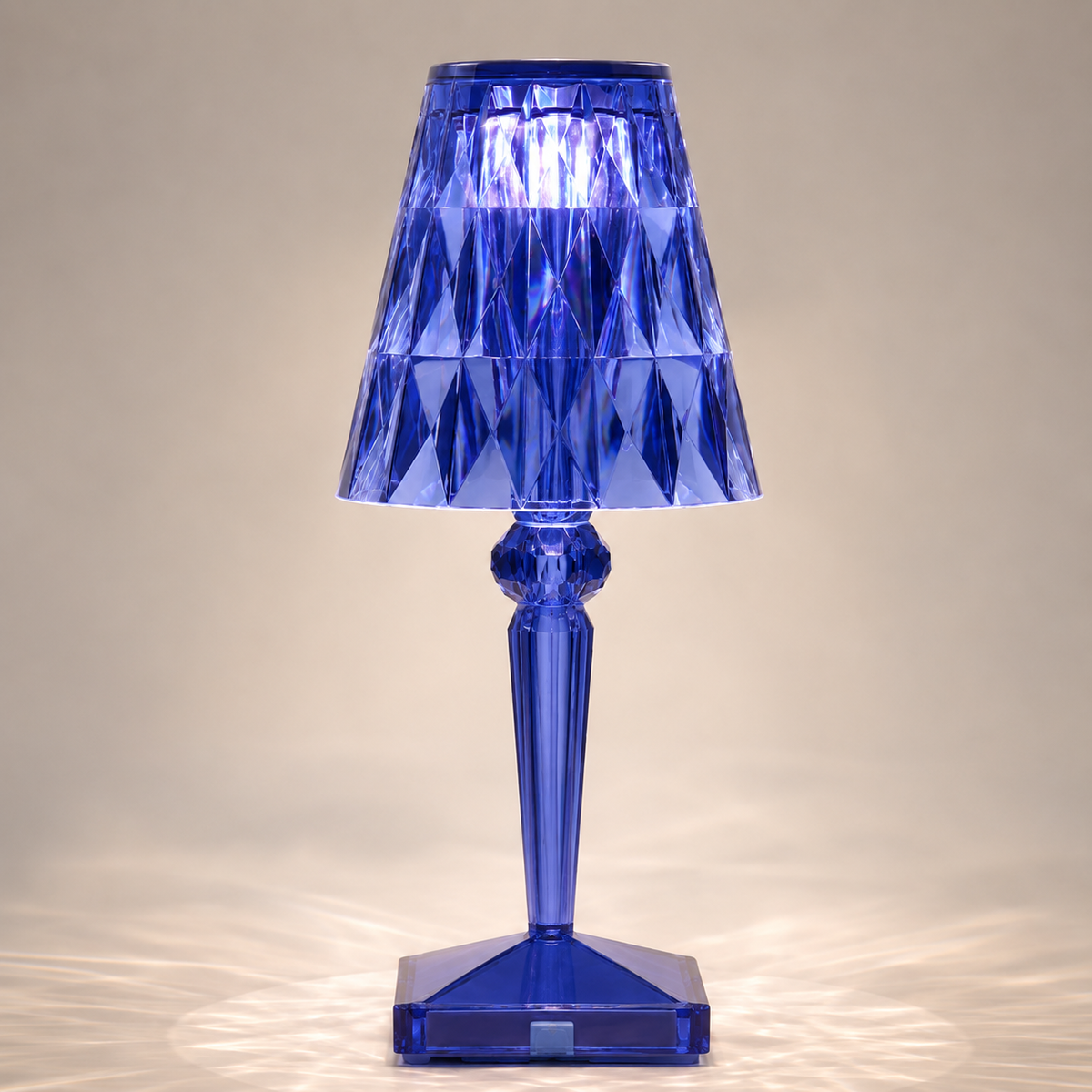 Rechargeable Table Lamp, Faceted Transparent Technopolymer, Touch Control, Three Dimmable Modes 12