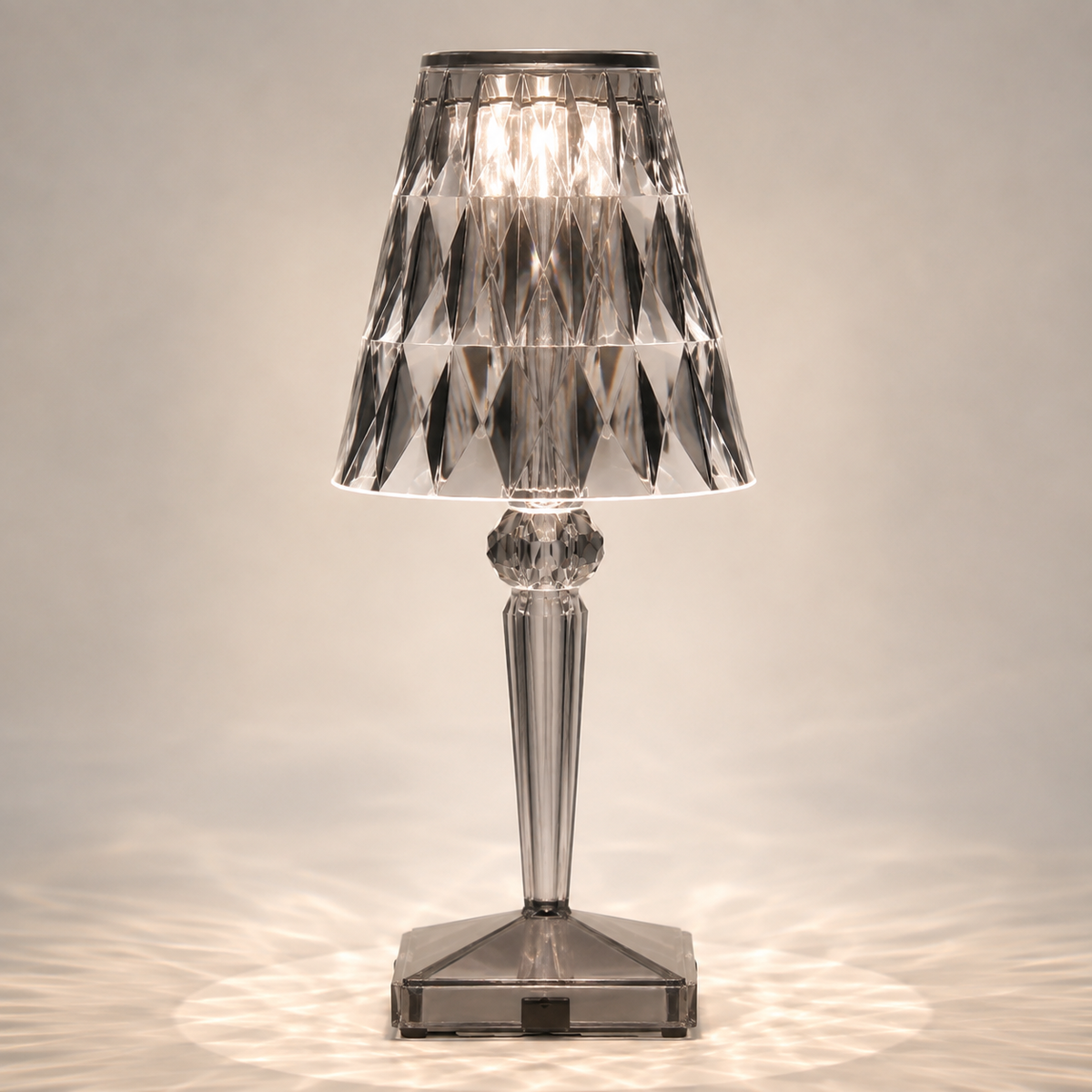 Rechargeable Table Lamp, Faceted Transparent Technopolymer, Touch Control, Three Dimmable Modes 9