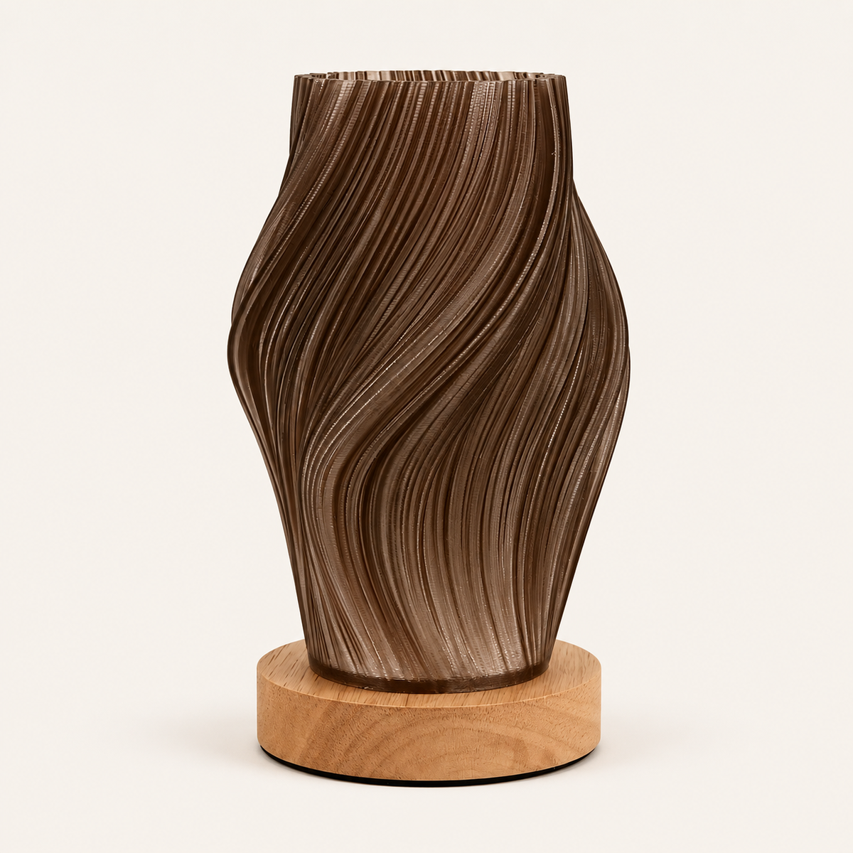 Sculptural Pleated Bedside Light with Walnut Wood Base, Warm White 3