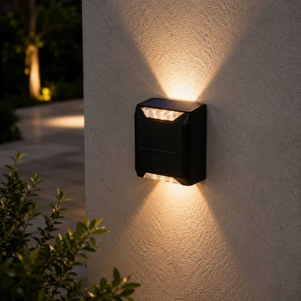 SolaraGlow | Stylish Solar Powered Outdoor Wall Lights Set of 4 1