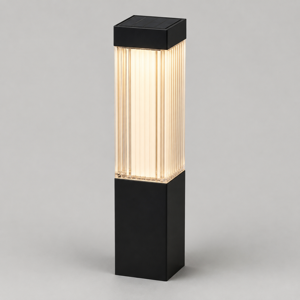 Solara | Elegant Solar Garden Lights Set of 4 with Ribbed Shades 0