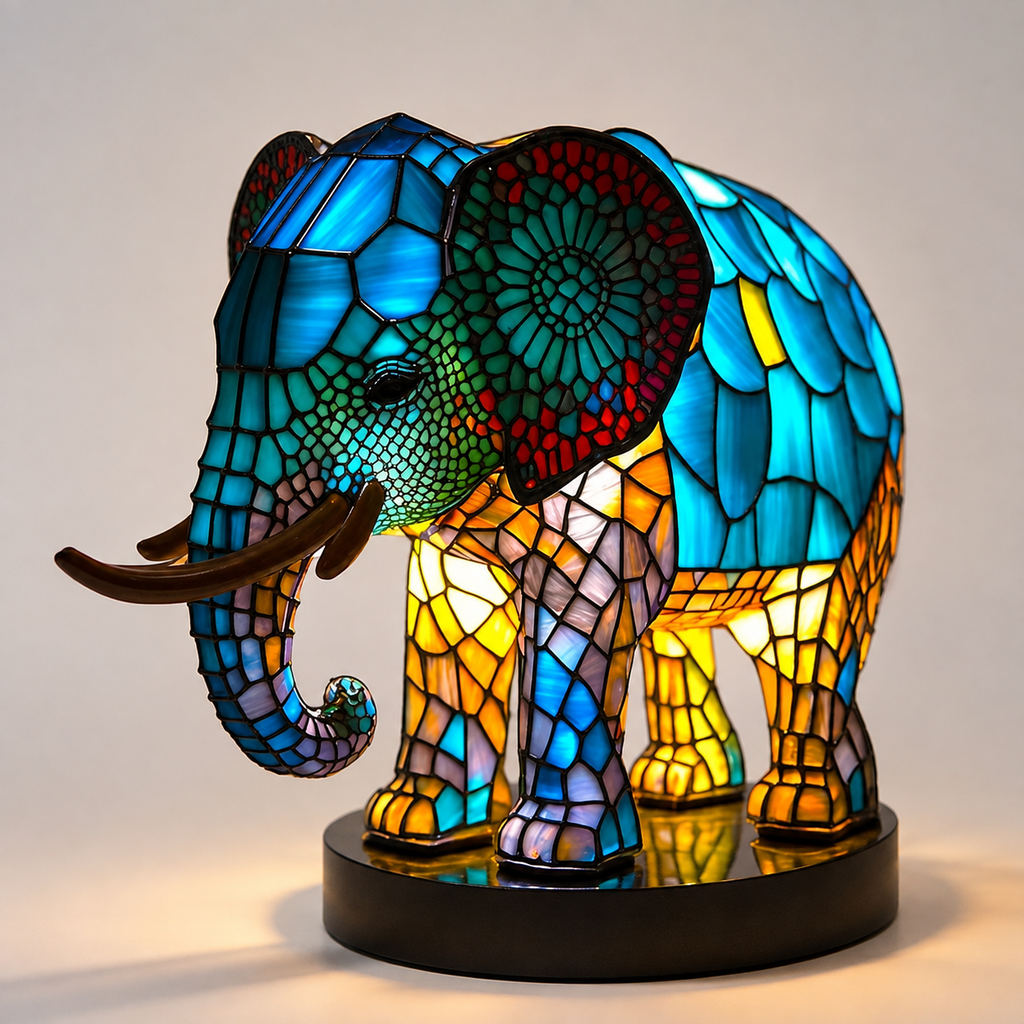 Table Lamp – Animal Shaped Mosaic Style Design, Multicolor Decorative Light 6