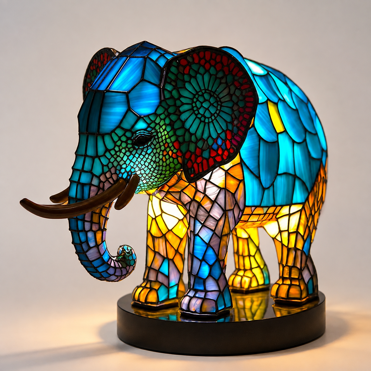 Table Lamp – Animal Shaped Mosaic Style Design, Multicolor Decorative Light 6