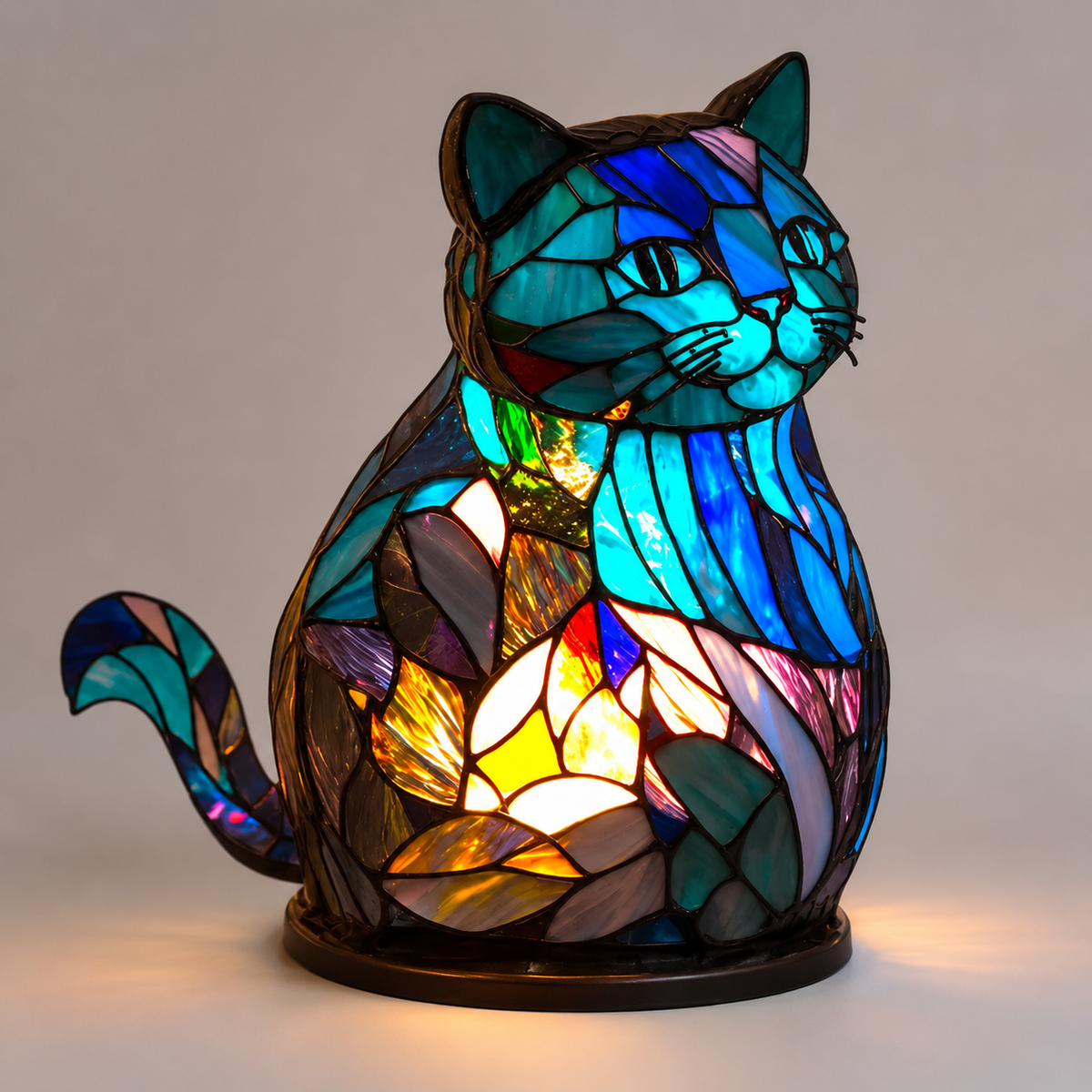 Table Lamp – Animal Shaped Mosaic Style Design, Multicolor Decorative Light 8