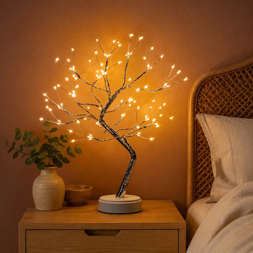 Table Lamp, Branching Copper Wire Tree Design, PVC And Copper, Warm White LED 1