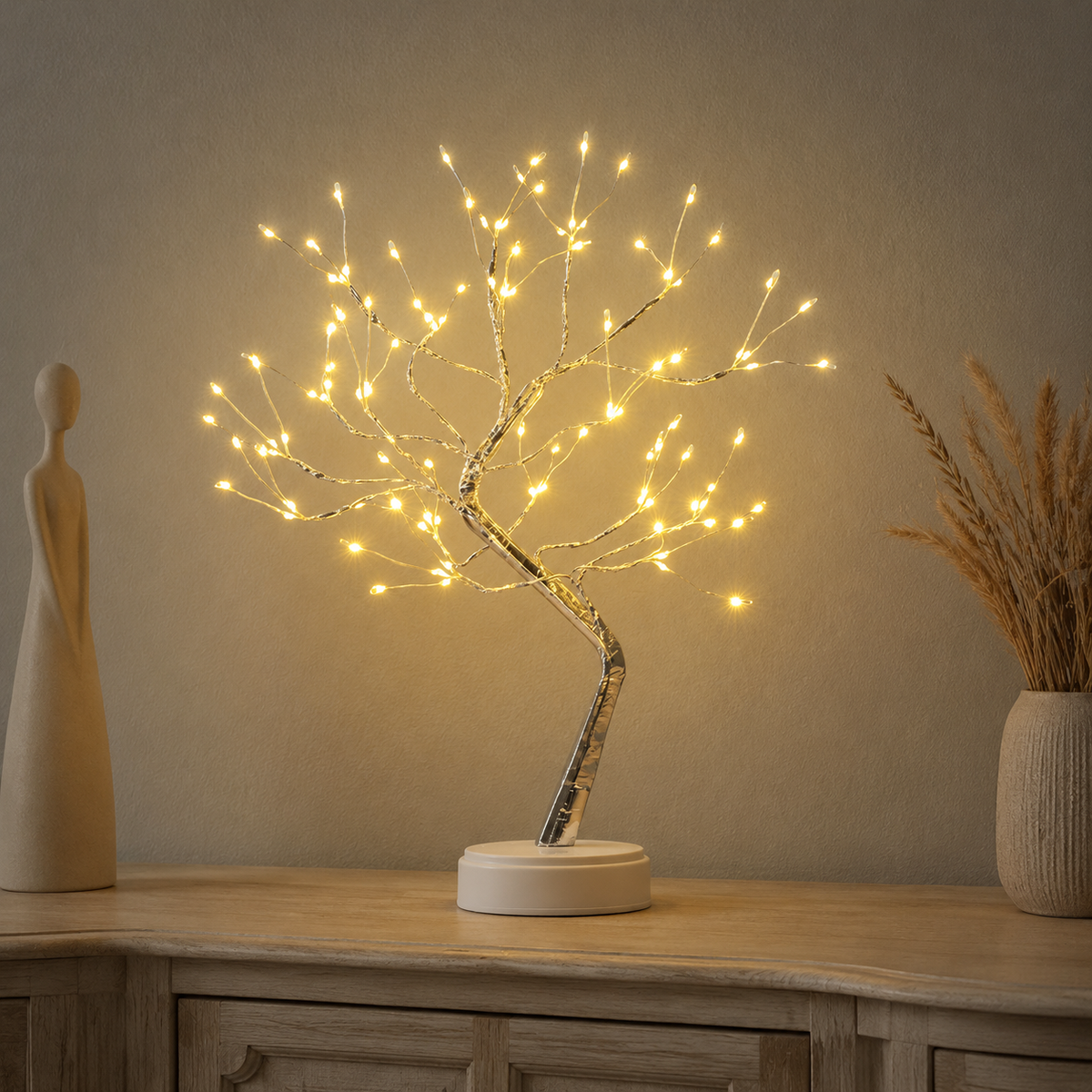 Table Lamp, Branching Copper Wire Tree Design, PVC And Copper, Warm White LED 3