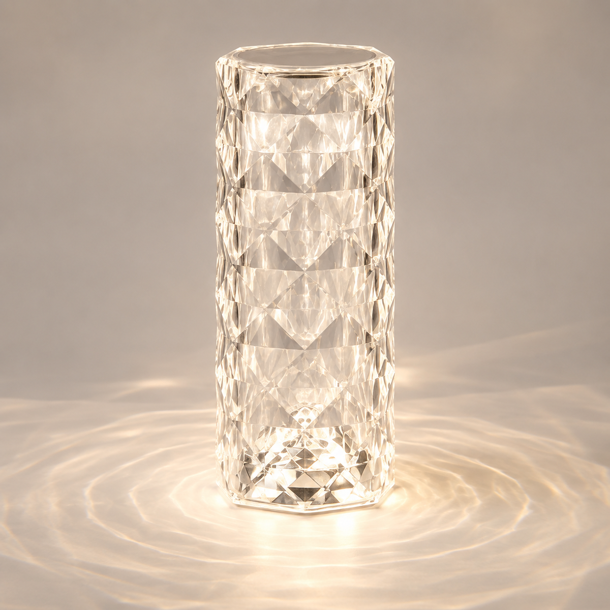 Table Lamp, Cordless Faceted Design, Transparent Technopolymer, White And RGB LED Lighting 0