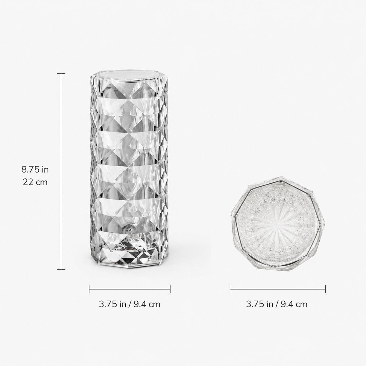 Table Lamp, Cordless Faceted Design, Transparent Technopolymer, White And RGB LED Lighting 5