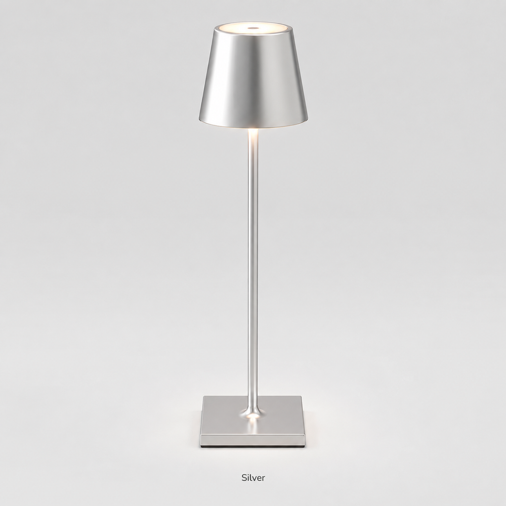 Table Lamp, Rechargeable Cordless Design, Aluminum And Acrylic, Adjustable 3000K 4000K 6000K Light 10
