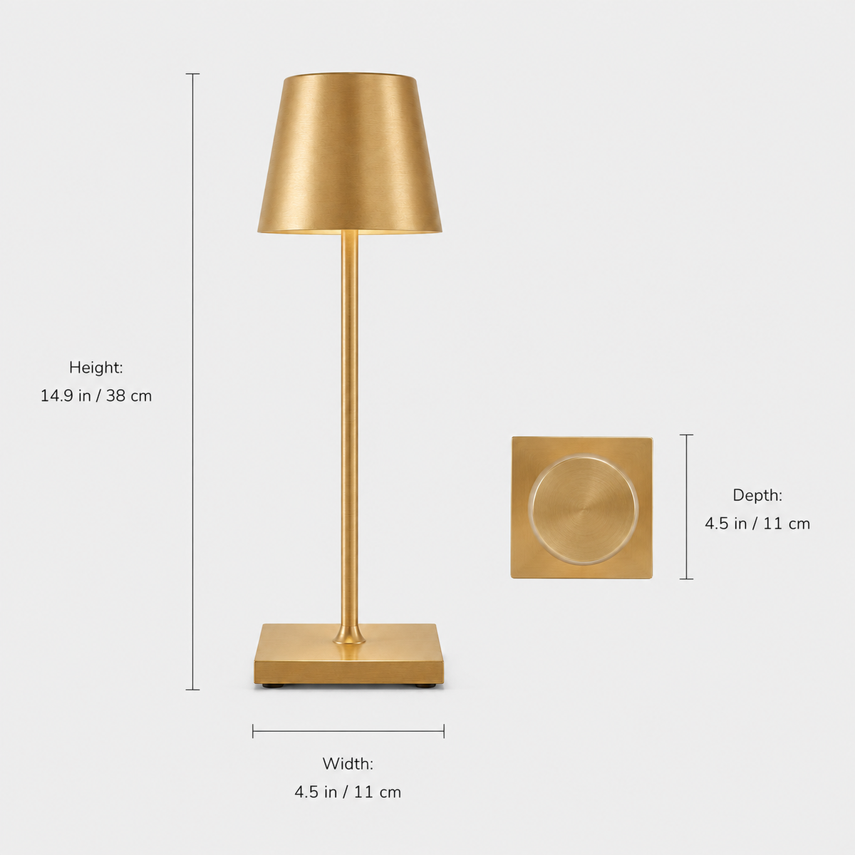 Table Lamp, Rechargeable Cordless Design, Aluminum And Acrylic, Adjustable 3000K 4000K 6000K Light 5