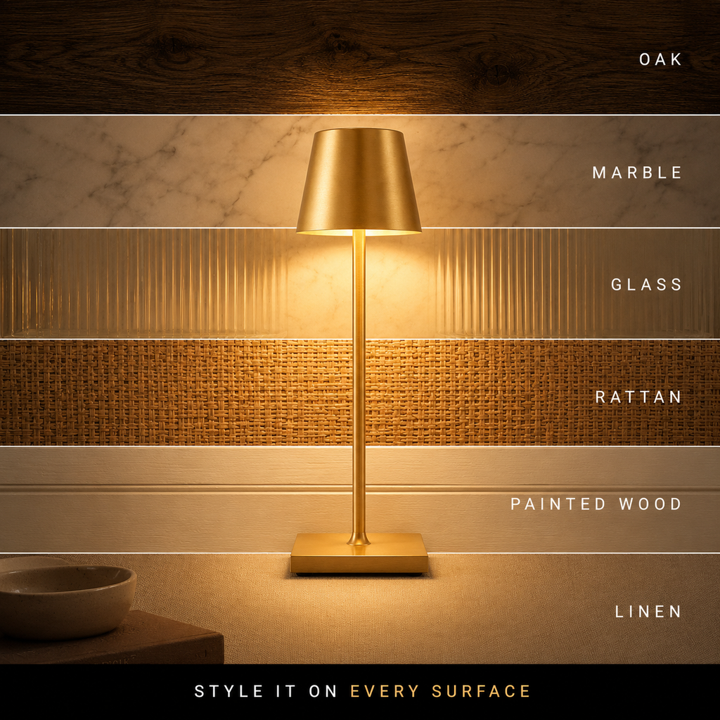 Table Lamp, Rechargeable Cordless Design, Aluminum And Acrylic, Adjustable 3000K 4000K 6000K Light 7