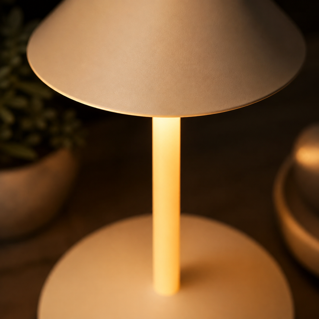 Table Lamp, Rechargeable Cordless Design, Aluminum and Polycarbonate, Warm White LED 8