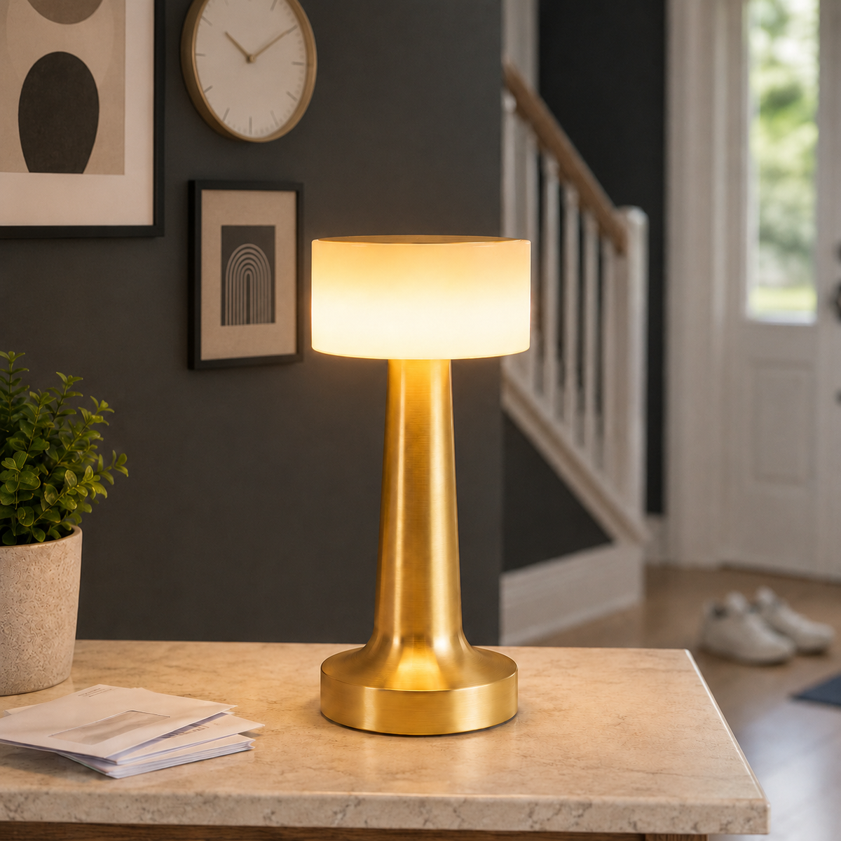 Table Lamp, Rechargeable Cordless Design, Iron And Acrylic, LED Light 3