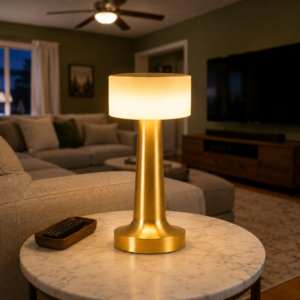 Table Lamp, Rechargeable Cordless Design, Iron And Acrylic, LED Light 4