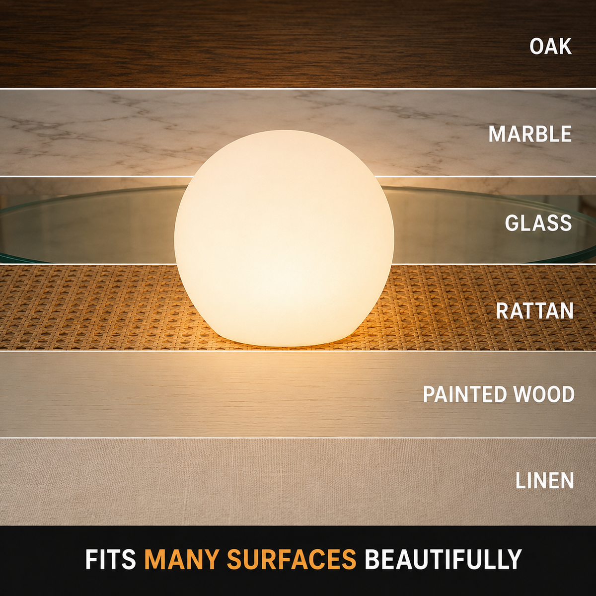 Table Lamp, Rechargeable Cordless Globe Design, Polyethylene, 16 Selectable LED Colors 3