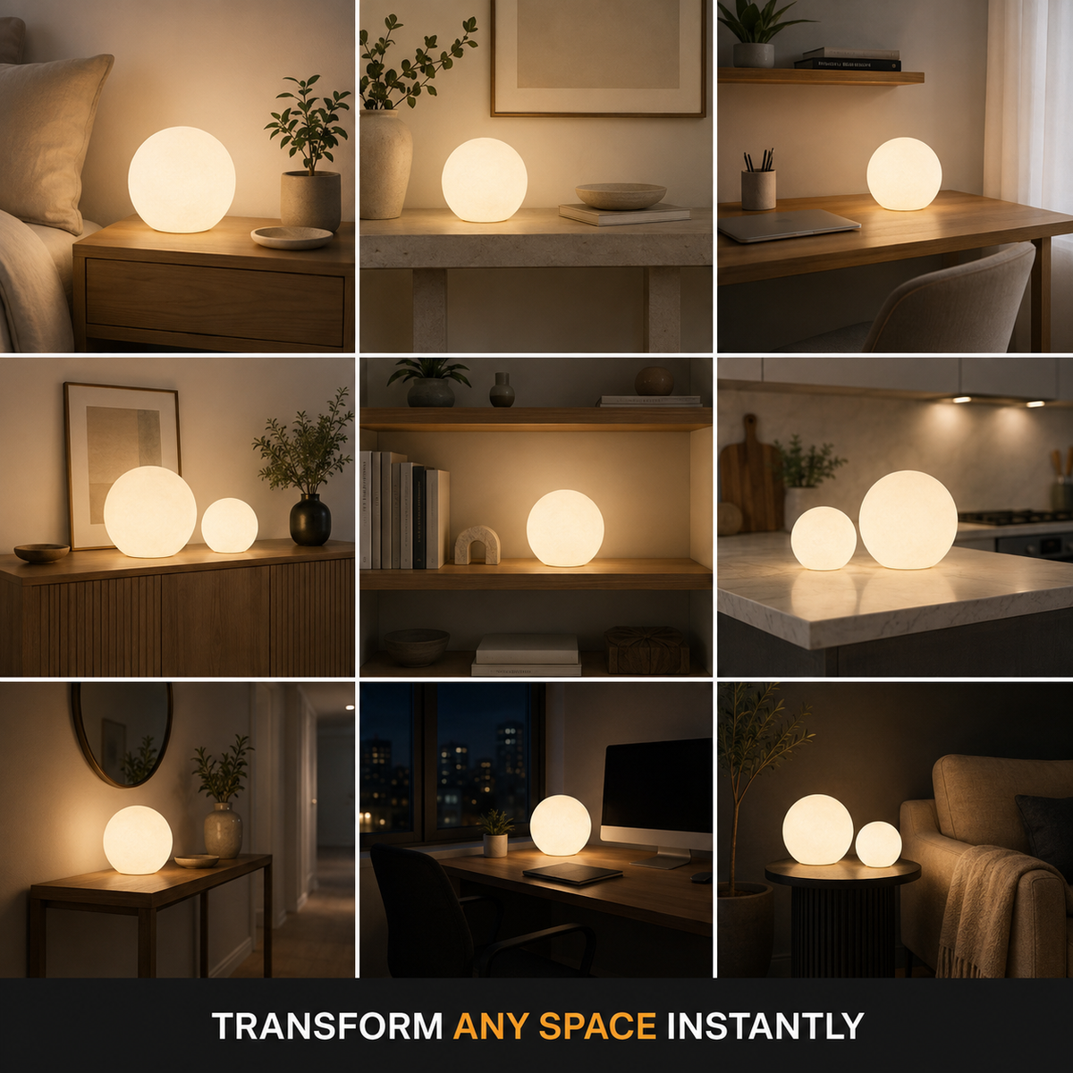 Table Lamp, Rechargeable Cordless Globe Design, Polyethylene, 16 Selectable LED Colors 5
