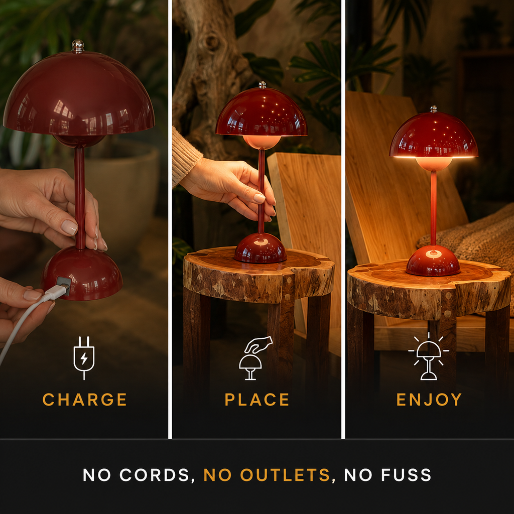 Table Lamp, Wireless and Wired, Polycarbonate and Steel, Three Color Temperatures 6